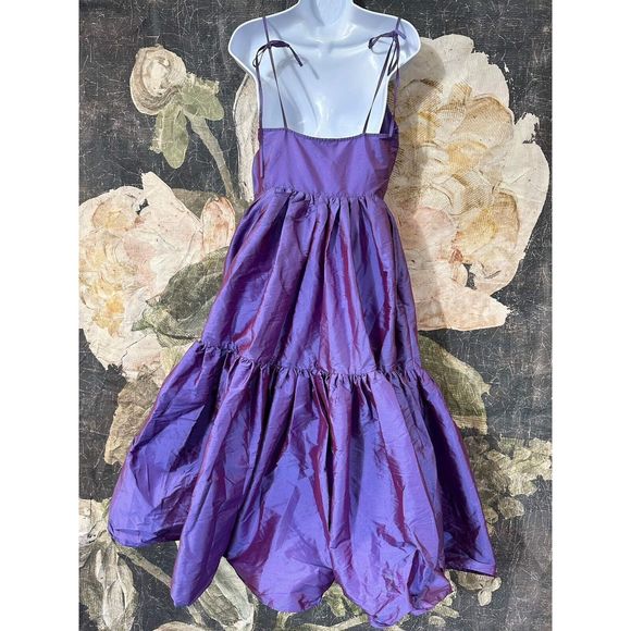 New Anthropologie Bloni Tiered Shine Dress Size Small - Picture 8 of 9